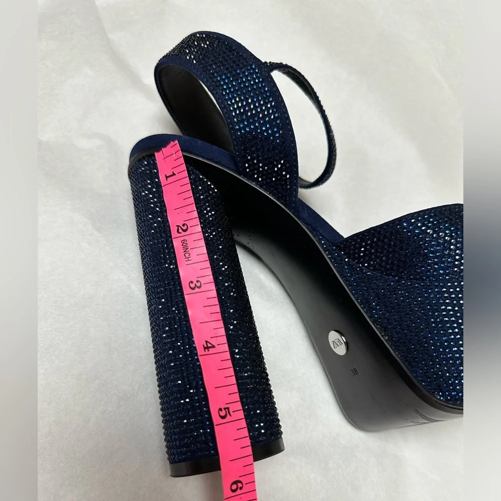 NEW 💙 Zara RHINESTONE HEELED PLATFORM SHOES